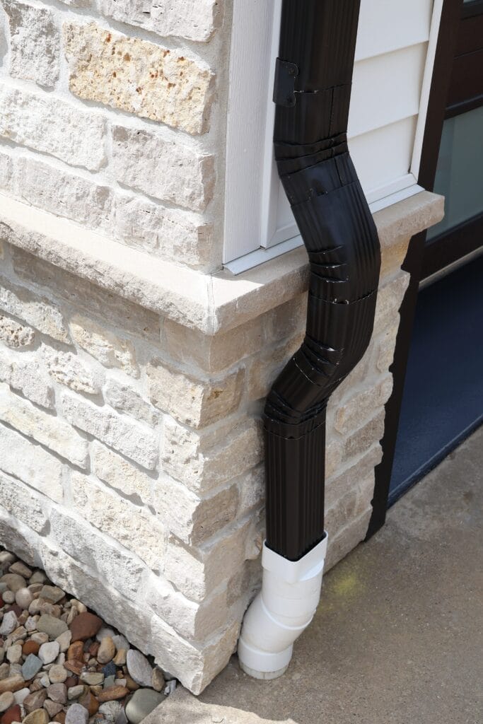 Black gutter system installed by Bauer 