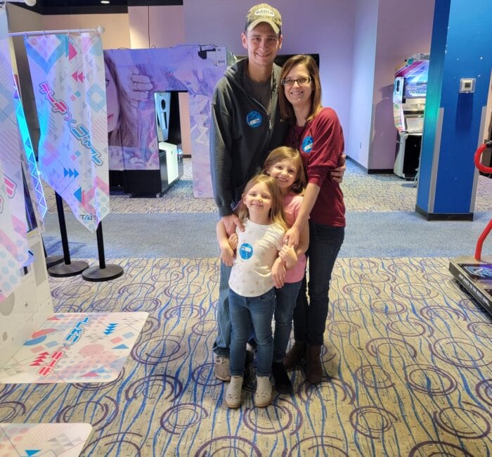 Bauer workers having a night out with kids