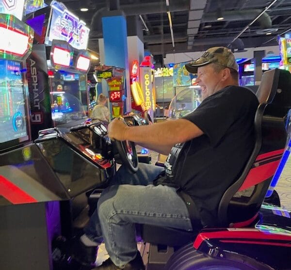 Bauer employee playing games at an event