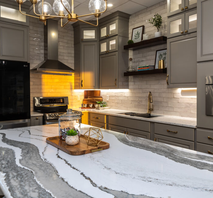 Bauer show room. Highlight the kitchen remodels that they can install for customers