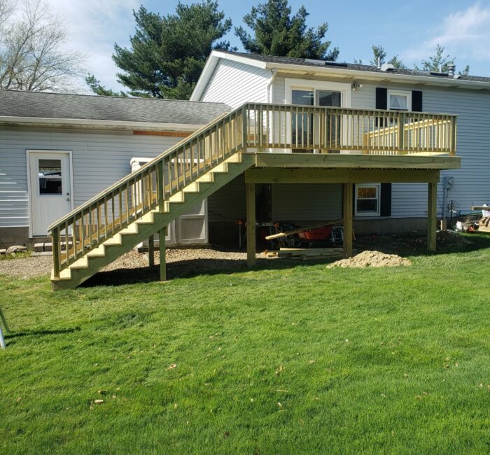 Wooden deck installed by Bauer Specialty